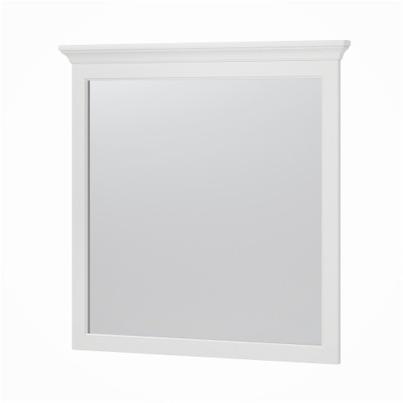 Hollis Wood Flat Wall Mirror, White, 32" x 32"