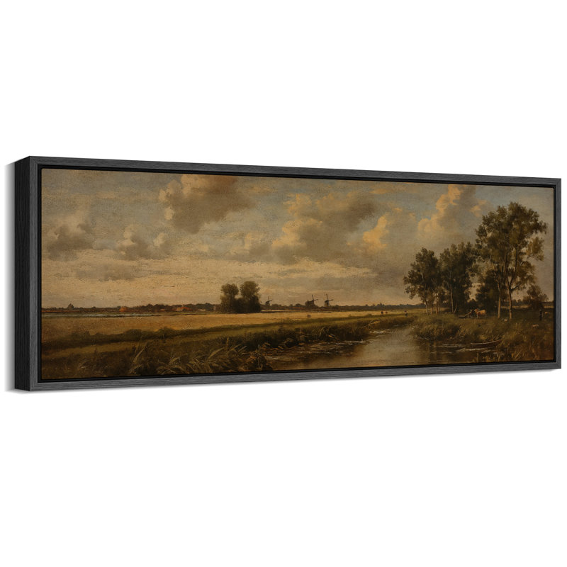 «Rustic Countryside», campagne rétro, paysage de rivière, rétro, très grande œuvre d'art, art mural, H 20 po x l 60 po