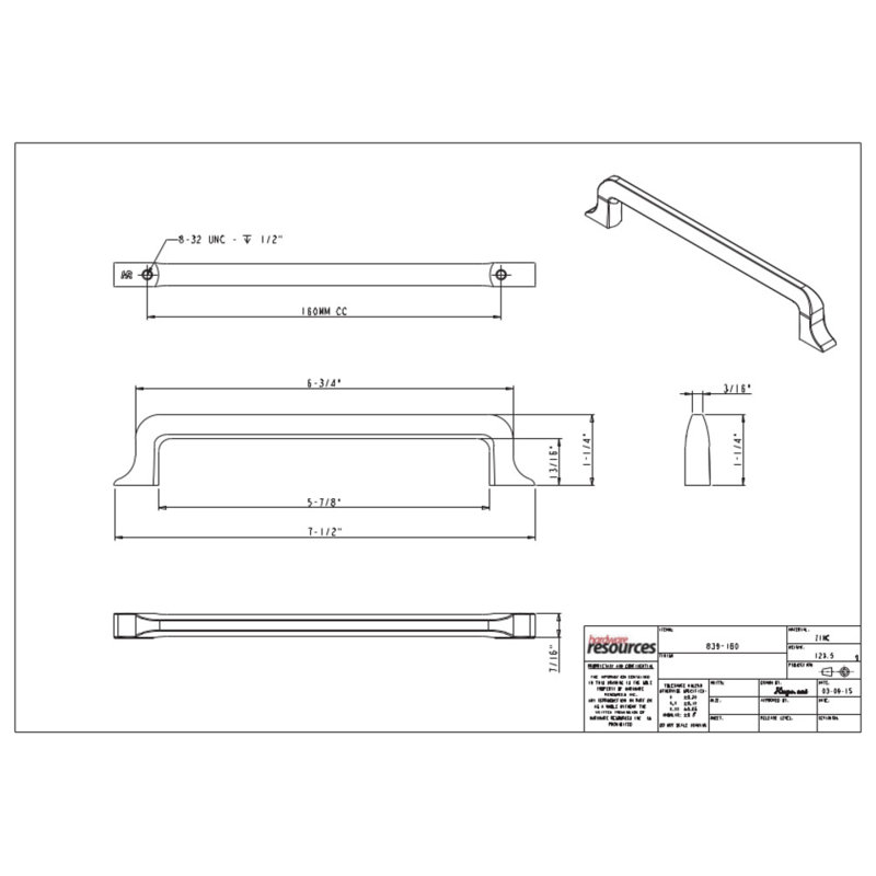 Callie Bar Pull, Polished Nickel, 6 5/16"