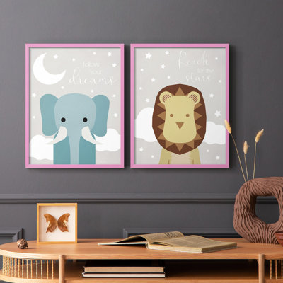 Éléphant de rêve - reproduction encadrée de qualité supérieure - prête à être accrochée - aucun clou requis - aucun clou requis