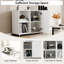 28''H X 48''W 3-Tier Wood Bookcase 6 Cube Bookshelf w/ Door Wheels-89096666