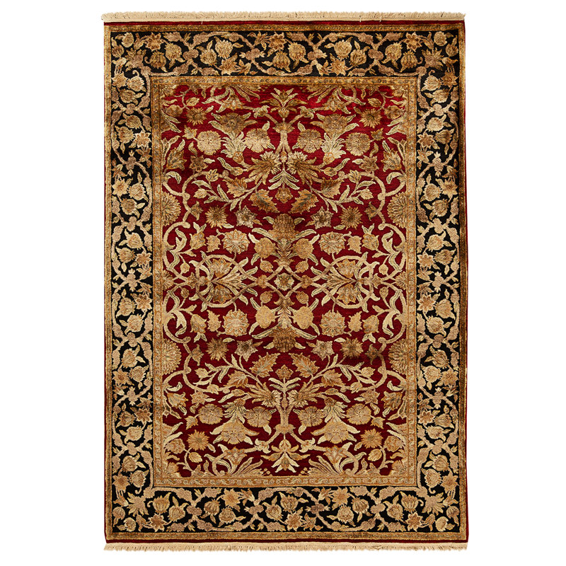 High-Quality Hand-Knotted Red And Black Area Rug