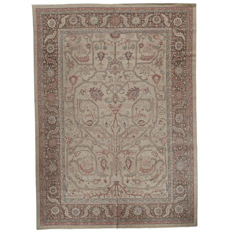 Wool Oriental Area Rug in Beige/Taupe