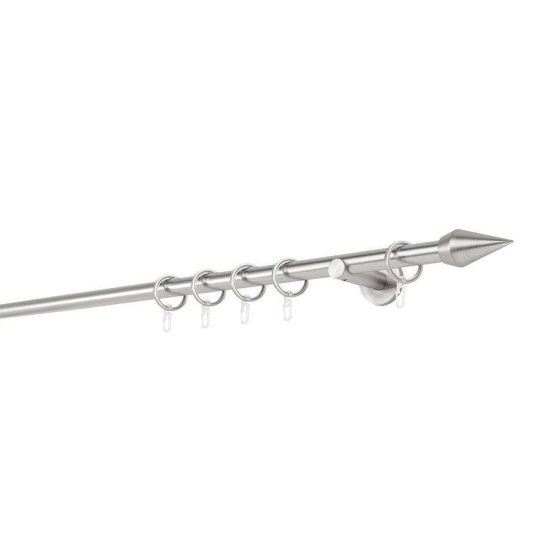 Single Curtain Pole, Stainless Steel, 2cm H x 160cm W x 6.5cm D