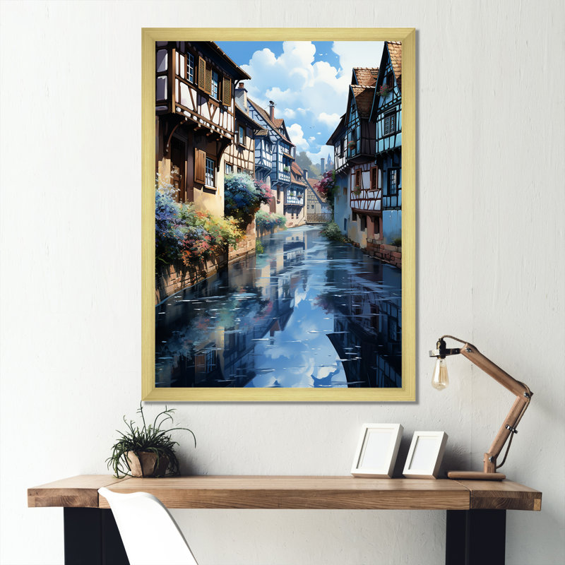 Ville de Strasbourg en France, Cadre photo doré simple, H 40 po x l 30 po x P 1,5 po