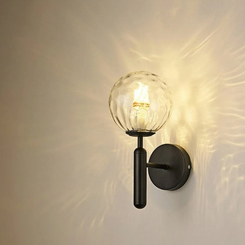 Lampe murale simple en verre martelé, Black