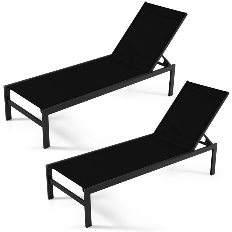 Chaise longue inclinable 78 po, Noir
