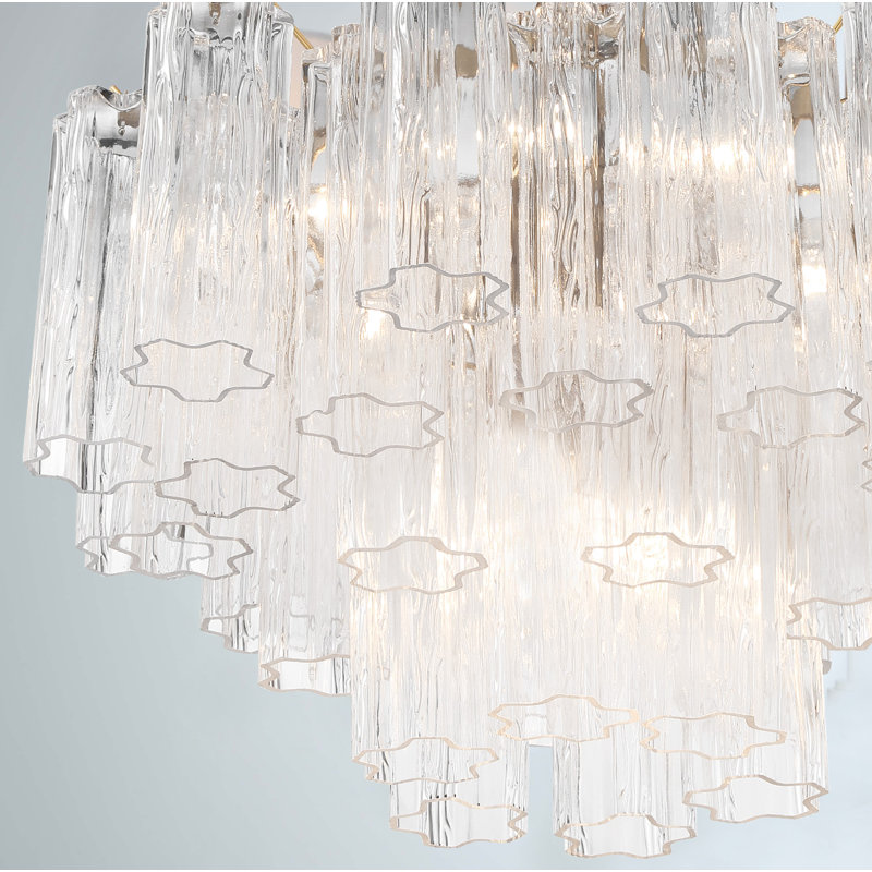 Arras Dimmable Tiered Chandelier, Aged Brass,  Clear, 14.25" H x 22" W x 22" D