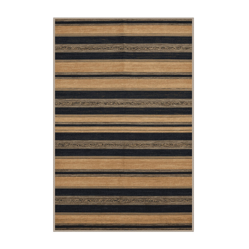  Tapis gris foncé lavable à rayures Dune, Rectangle de 5 pi x 8 pi