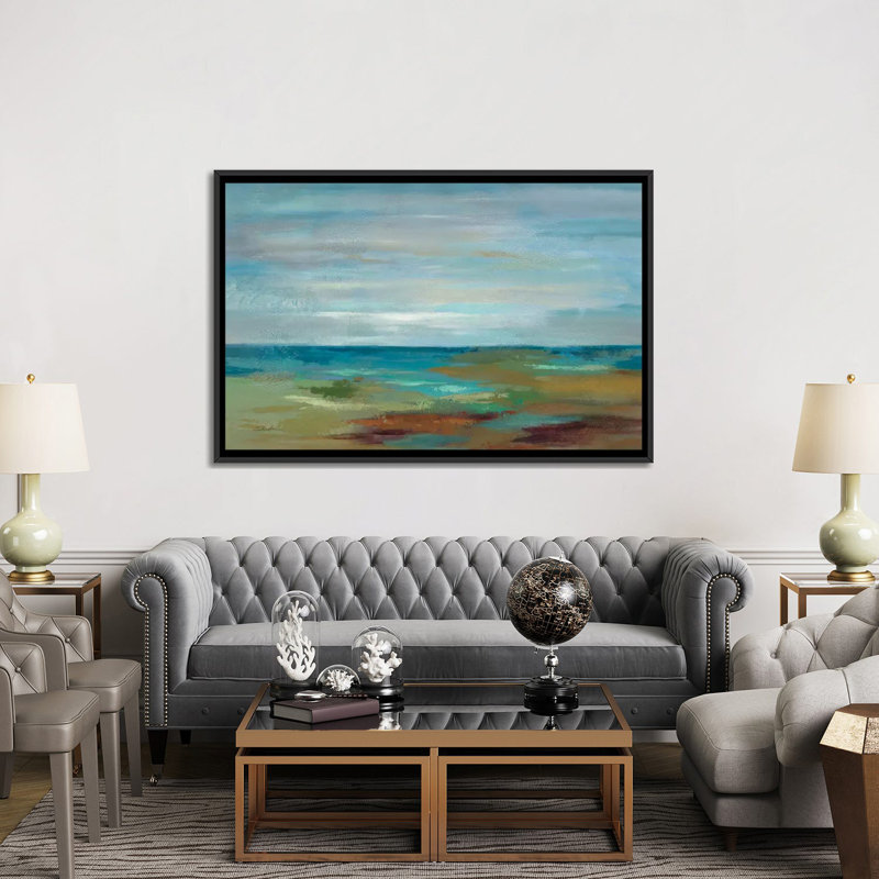 « wispy clouds », impression sur toile, H 18 po x l 26 po x P 1,5 po, Toile avec cadre noir, Pas de tapis