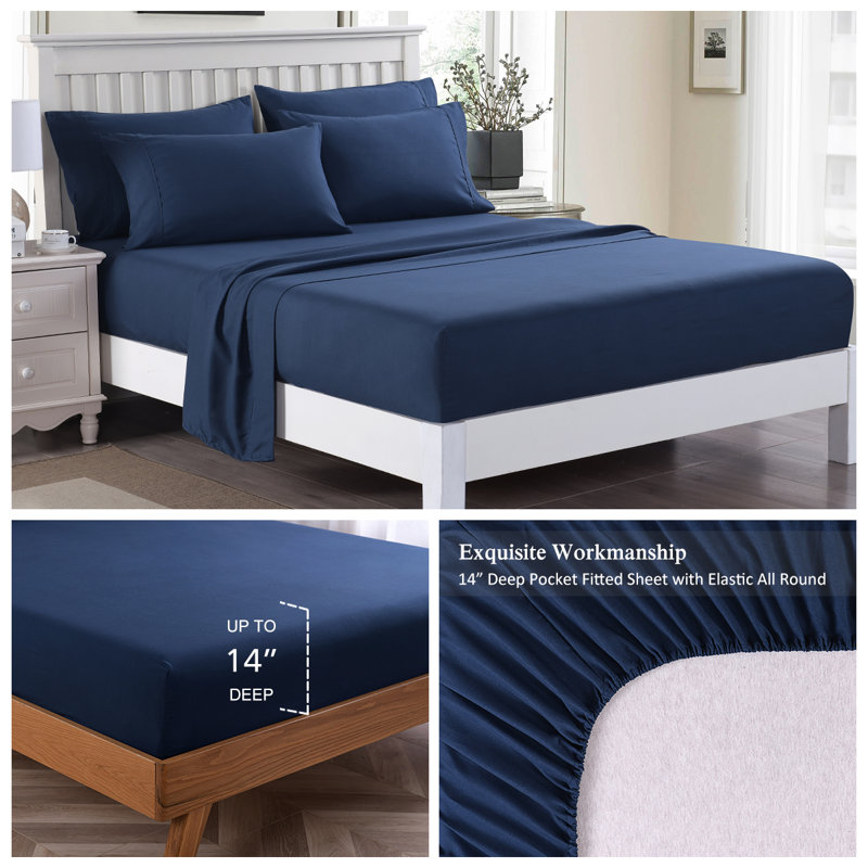 Microfiber Sheet Set, Twin, Navy