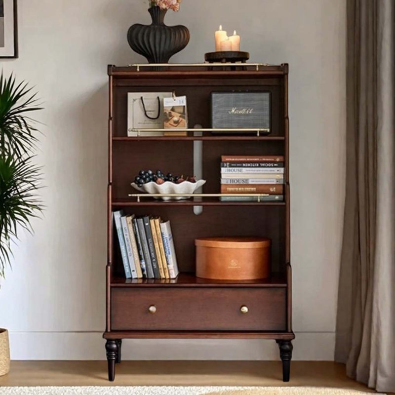 Bibliothèque vintage en bois massif, Brun