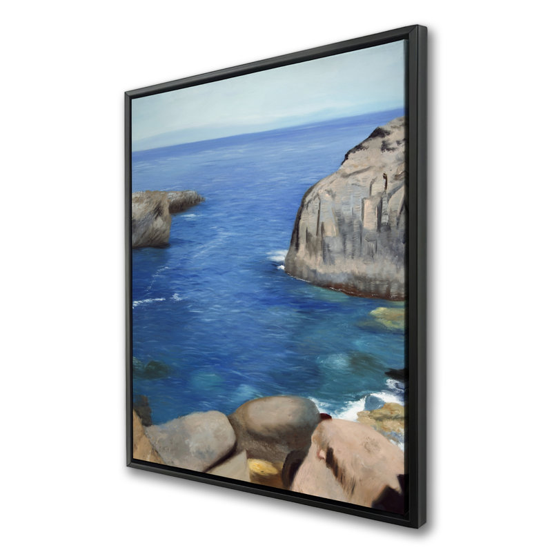 California Coast Framed Canvas - Illustrative Bathroom Decor
