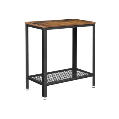 Annancy 2 Tier Industrial Side End Table With Mesh Shelf
