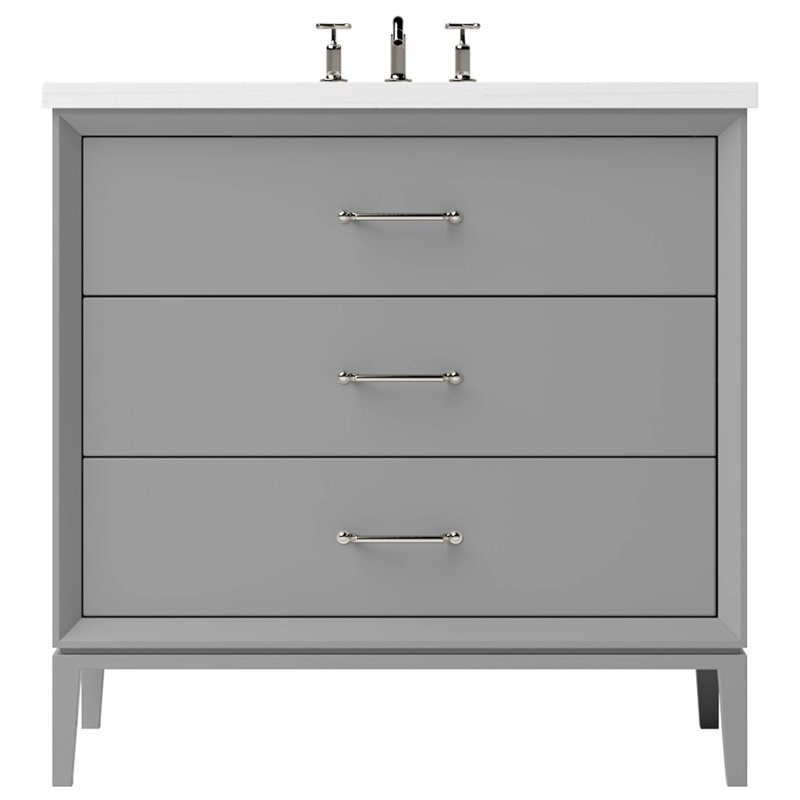 Alexandra Three-Drawer Single Bath Vanity, 42", Platinum Gray, Satin Nickel