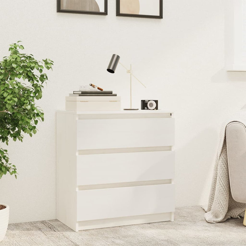 Calbert Bedside Cabinet 60 x 36 x 64 cm Solid Wood Fir, White
