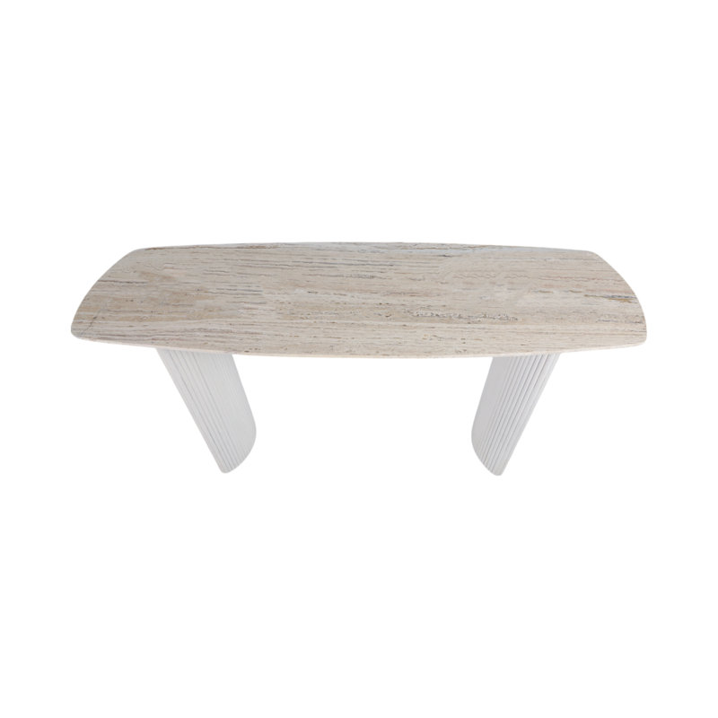 Sagebrook Home 60" Catalina Travertine & Fluted Wood Console Table