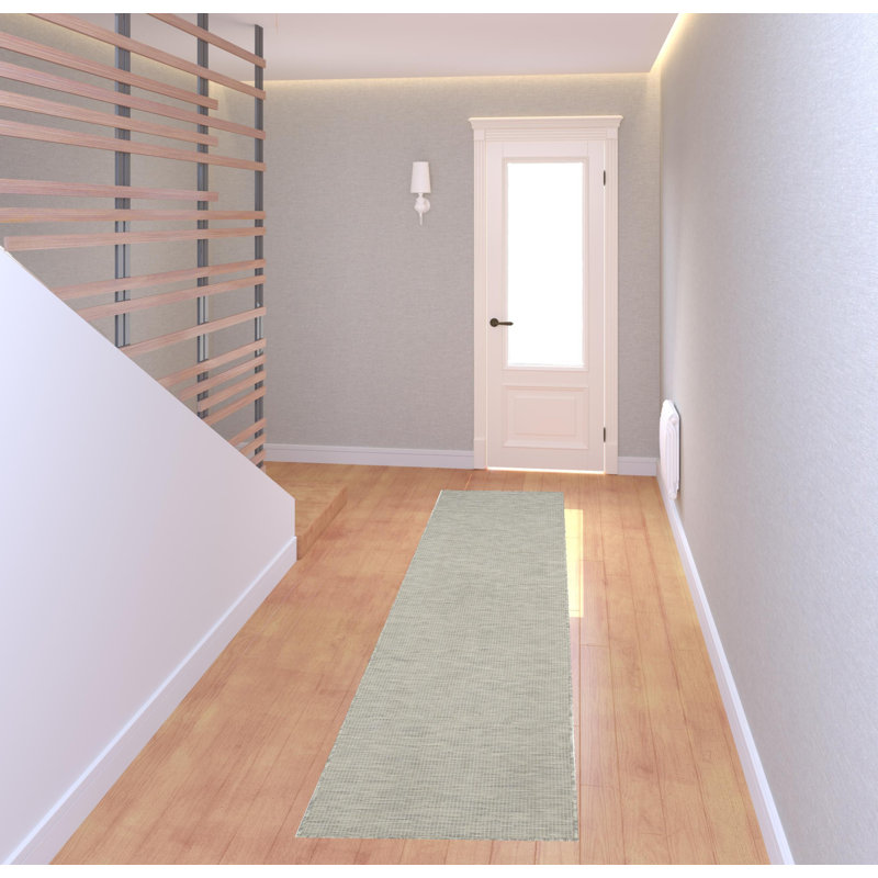 Tapis terre cuite intérieur / extérieur Lillehammer, Tapis de couloir 2 pi 2 po x 12 pi, Gris