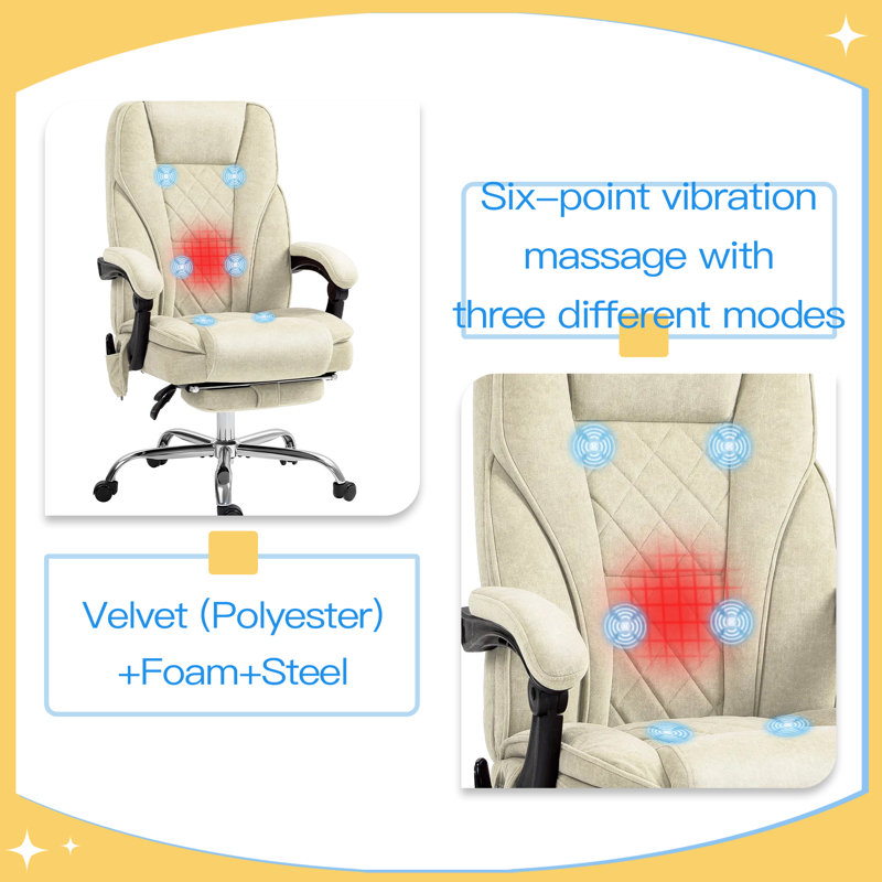 Massage Office Chair, Heated Reclining Office Desk Chair with Adjustable Height and Footrest