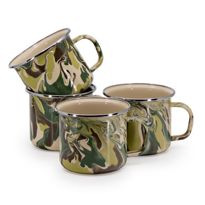 Golden Rabbit Enamelware Camouflage 24 Oz. Grande Mugs, Set of 4