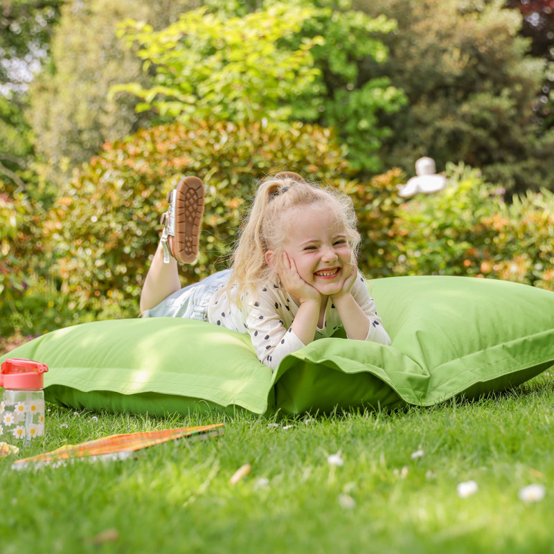 Kids Indoor-Outdoor Floor Cushion Bean Bag, Lime Green