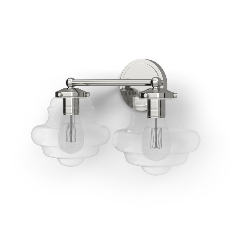 Marah 2 Light Transparent Dimmable Vanity Light, Polished Nickel