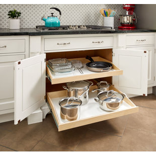 Sublime Design | Bottom Mount | Pull Out Tray | Baltic Birch Drawer for Kitchen Cabinets | Slide Out Shelves | Roll Out Cabinet Organizer (26 Wide)