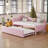 Convertible Twin L-Shaped Upholstered Daybed with Hydraulic Pop-Up Trundle, Twin-to-King Design-1868158920