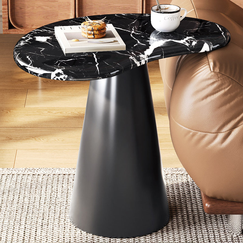 22" Granite Top End Table, Black