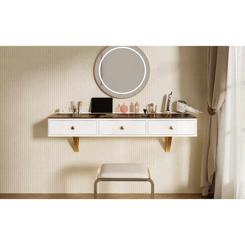 Bureau flottant avec tiroir, coiffeuse murale pour chambre à coucher, salon