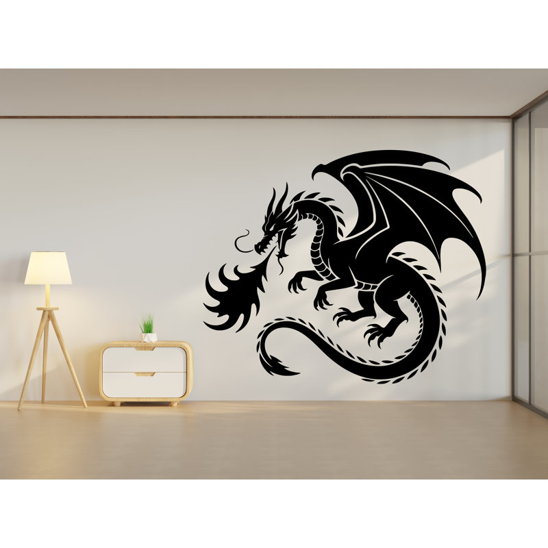 Adhésif décoratif dragon cracheur de feu - créature Mythique amovible pour chambre à coucher, salle de jeux et espace de vie 871RS