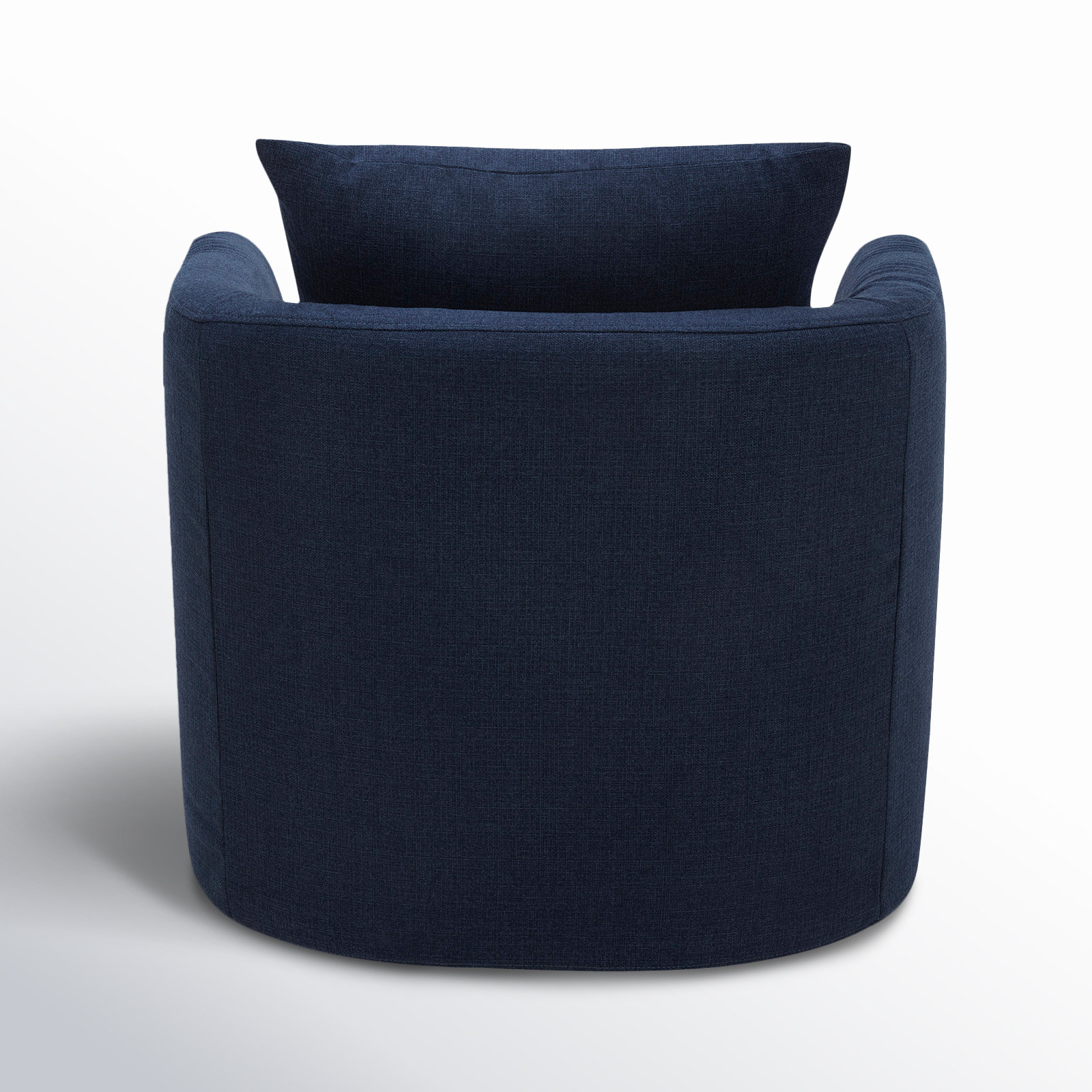 Menta Upholstered Swivel Barrel Chair, Flannigan Midnight