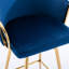 Tabouret de bar 26 po en velours bleu de 26 po avec pieds dorés et repose-pieds, option de siège confortable 2 et classique