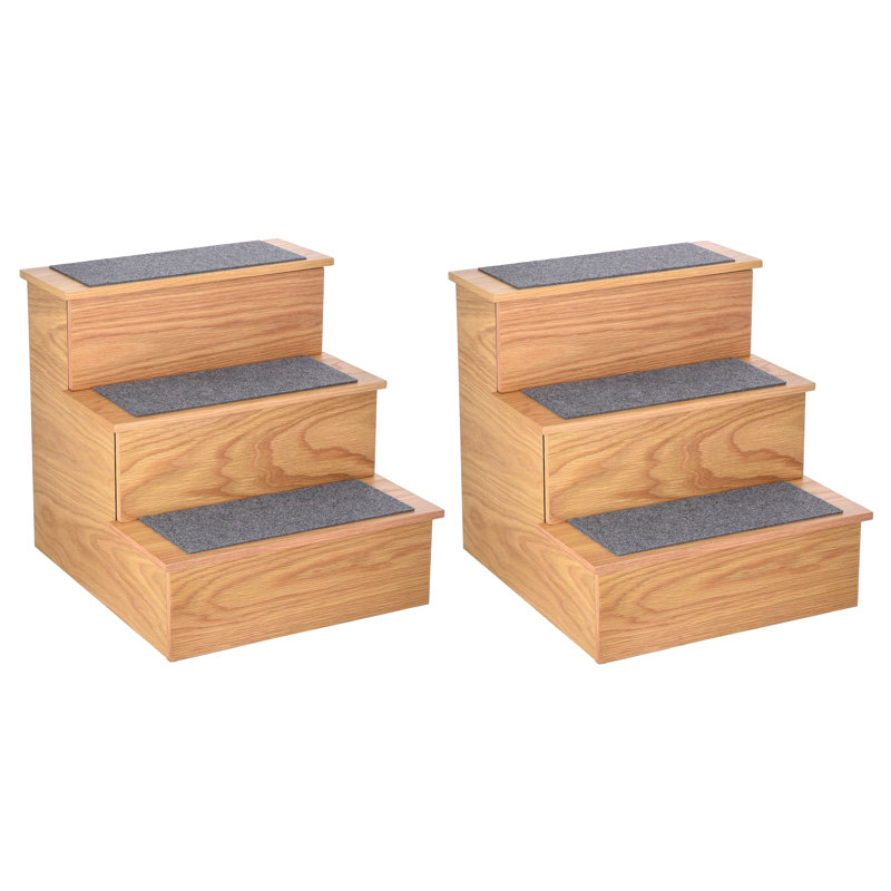 Escalier pour chien 3 pièces Deluxe Deluxe, Chêne moyen