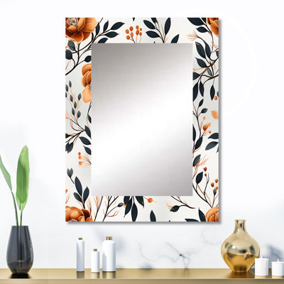 Vintage Brown Blossom Elegance - Floral Mirror Wall Decor