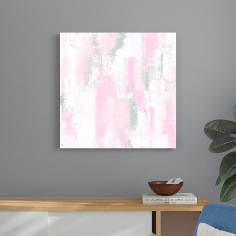«Blush And Grey Abstract», reproduction d'art sur toile tendue, H 30 po x l 30 po