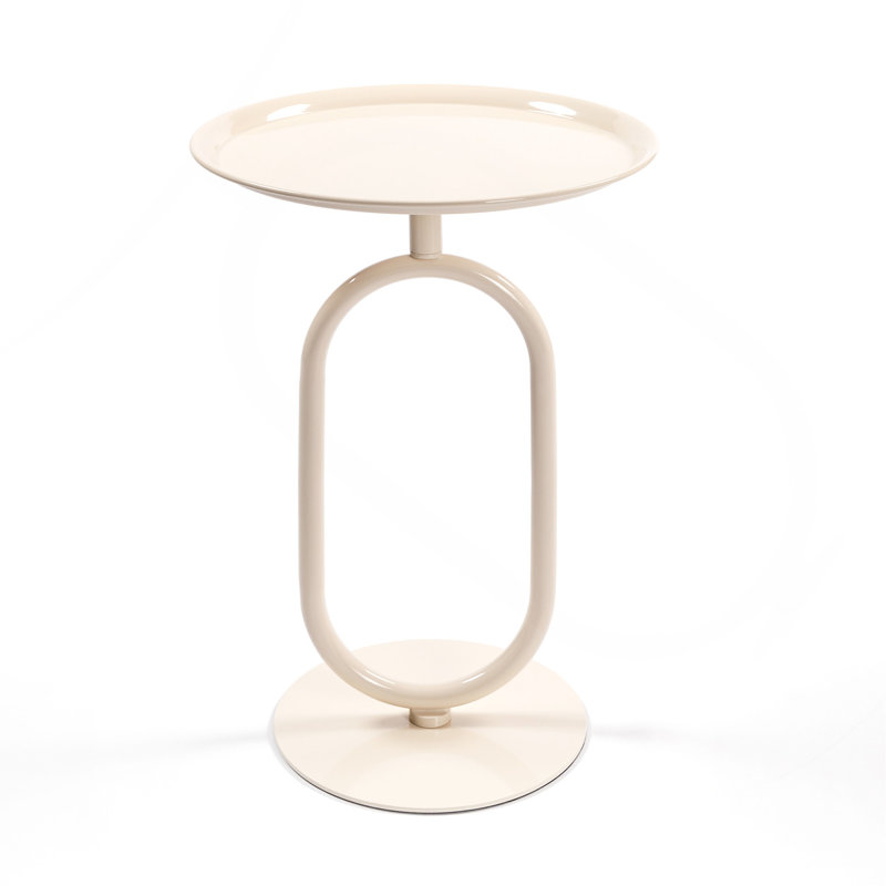 Table de bout en métal de forme lanterne, Beige, H 24 po x l 17,7 po x P 1,77 po