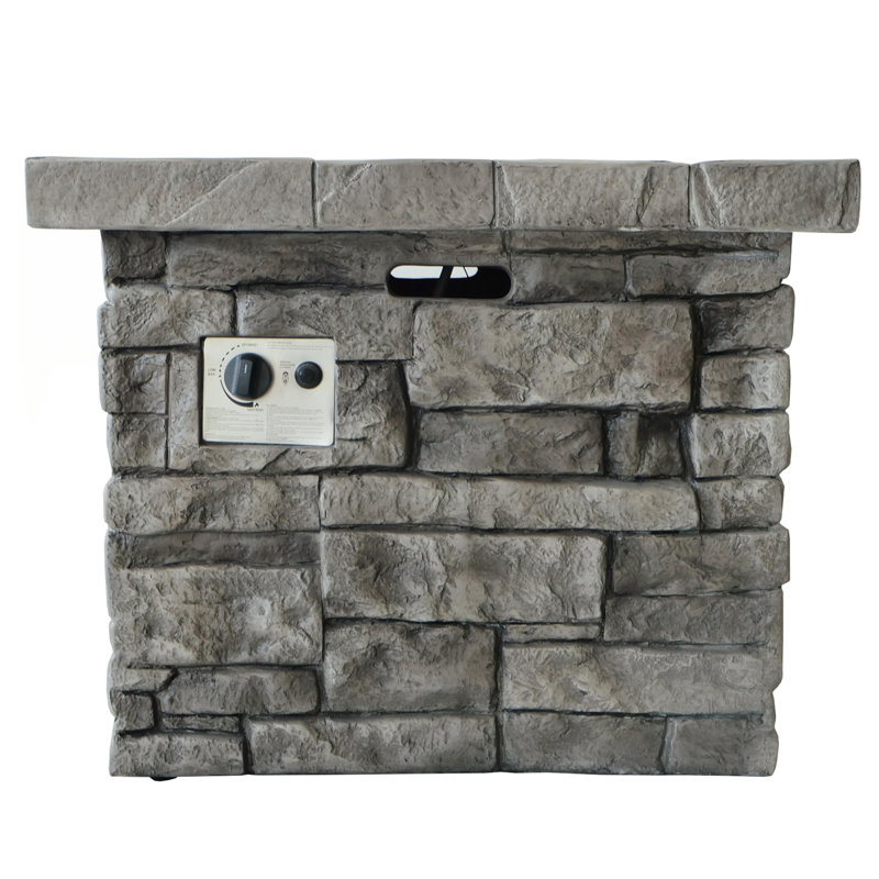 30-Inch Square MgO Propane Fire Pit - 40,000 BTU, Smoke-Free Outdoor Heating, Grey