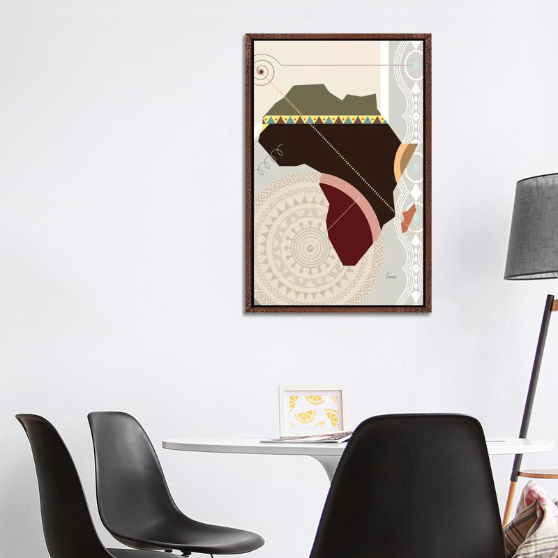 Afroville - Print on Canvas, 101.6cm H x 66.04cm W x 3.81cm D, Classic Brown Wood Floater Framed