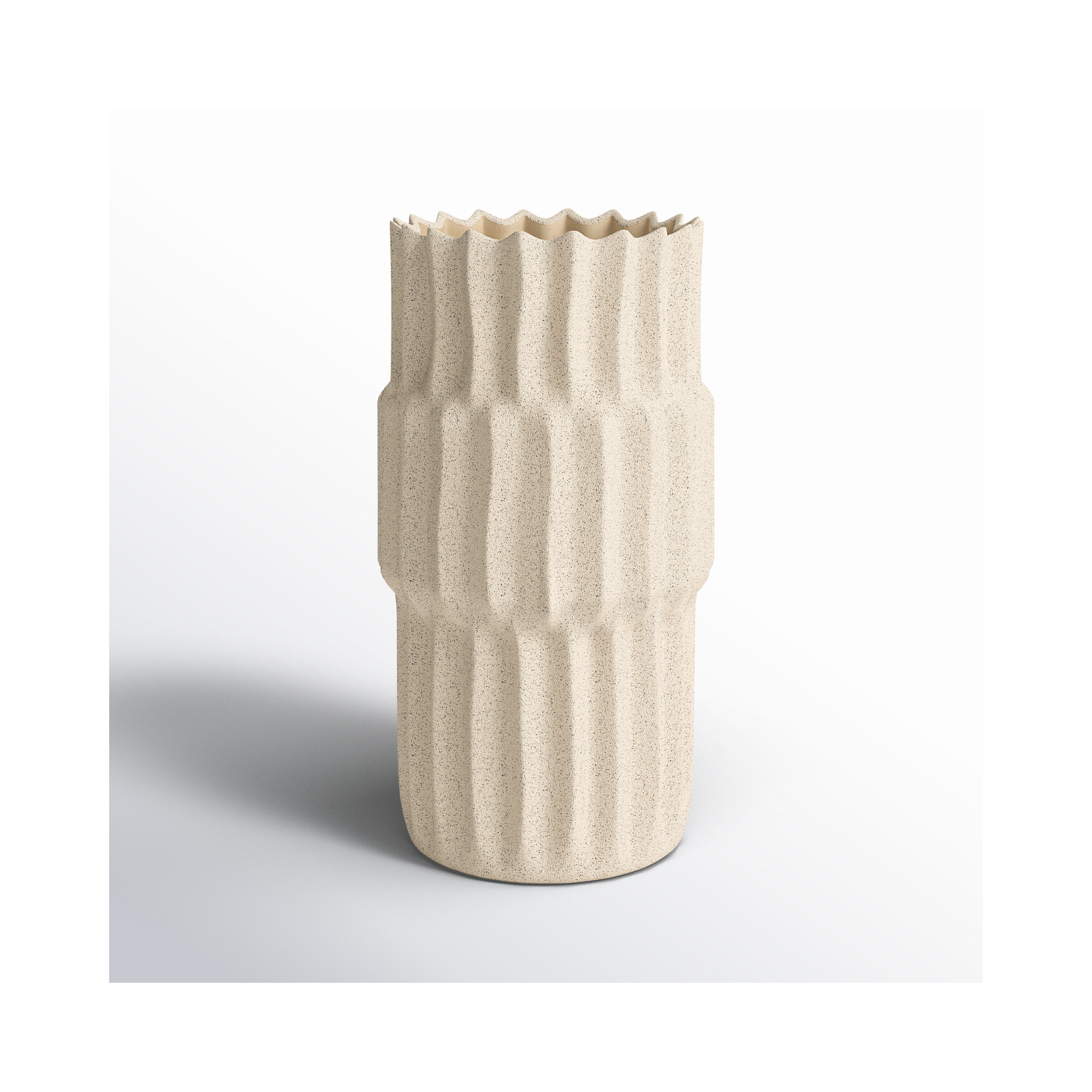 Zahari Ceramic / Porcelain Table Vase, 13.8" H x 7.5" W x 7.5" D, Cream