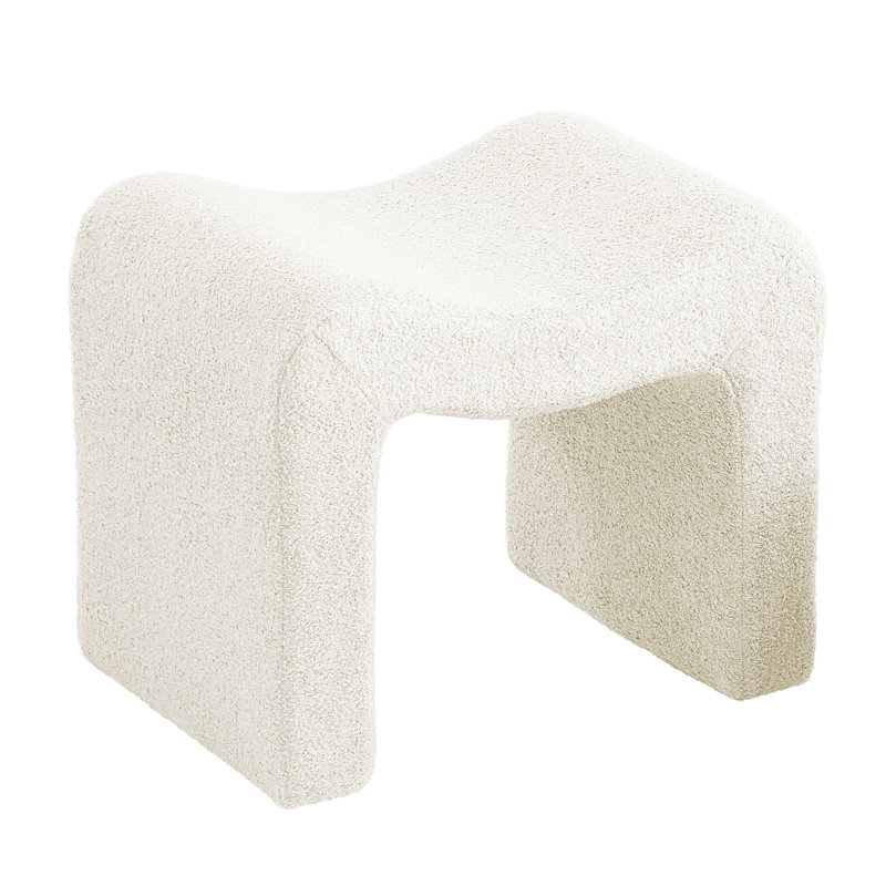 Catargiu Teddy Fleece Upholstered Ottoman, White
