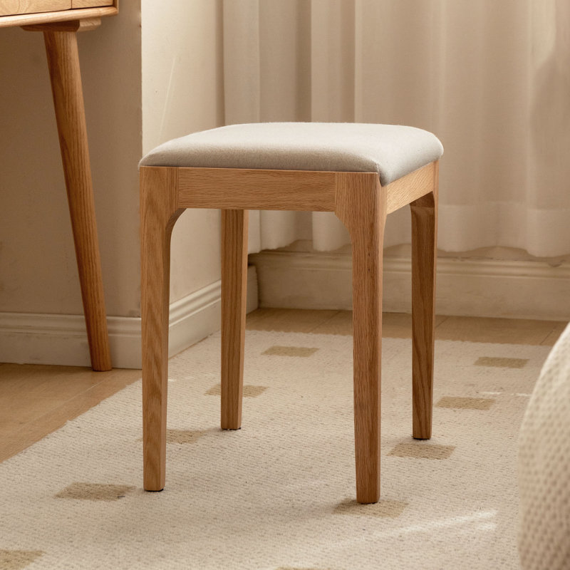 Tabouret de coiffeuse Lumi, Chêne naturel, Sand