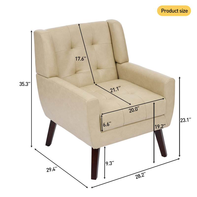 Jaqueze 73.7Cm Wide Tufted Armchair, Jaqueze Cream White Faux Leather