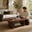 Fils de 47,2 pouces en forme d'éventail avec tablette de rangement inférieure, mobilier de salon de style Mid-Century moderne, assemblage facile