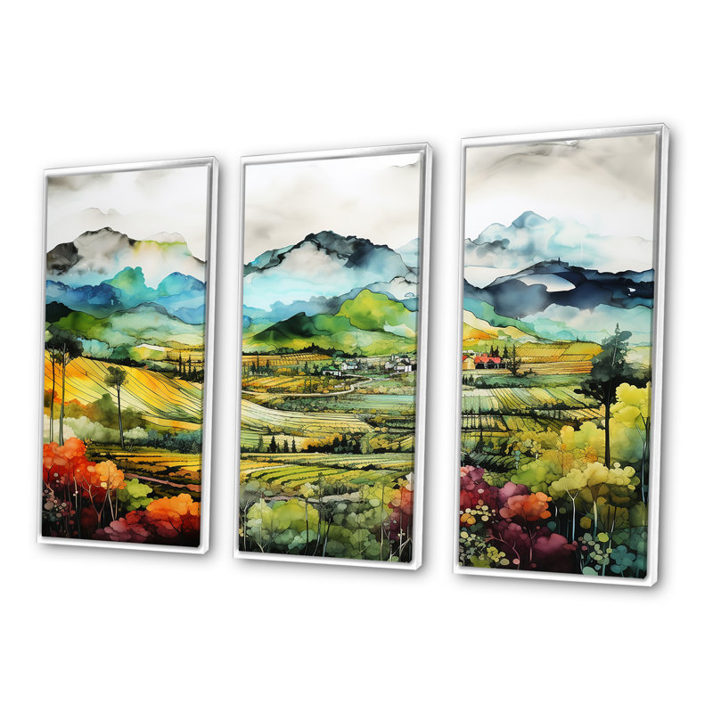 Ensemble de salon Tarquility In The Countryside III - Farm Wall Art, Cadre flottant blanc, H 32 po x l 48 po x P 1 po