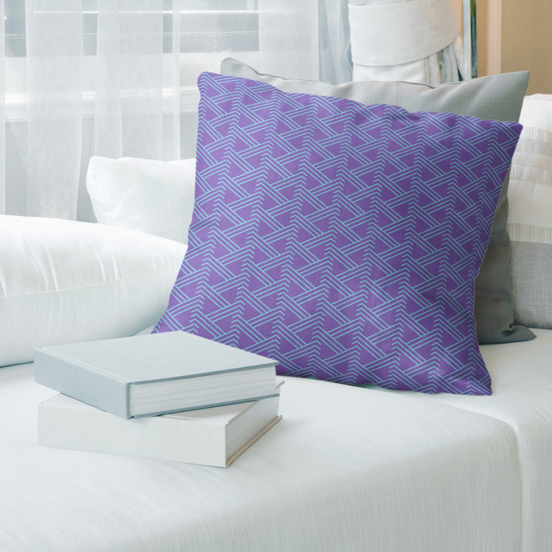 Coussin décoratif à motif zig zag classique, H 16 po x l 16 po, Duvet synthétique, Mauve, bleu sarcelle