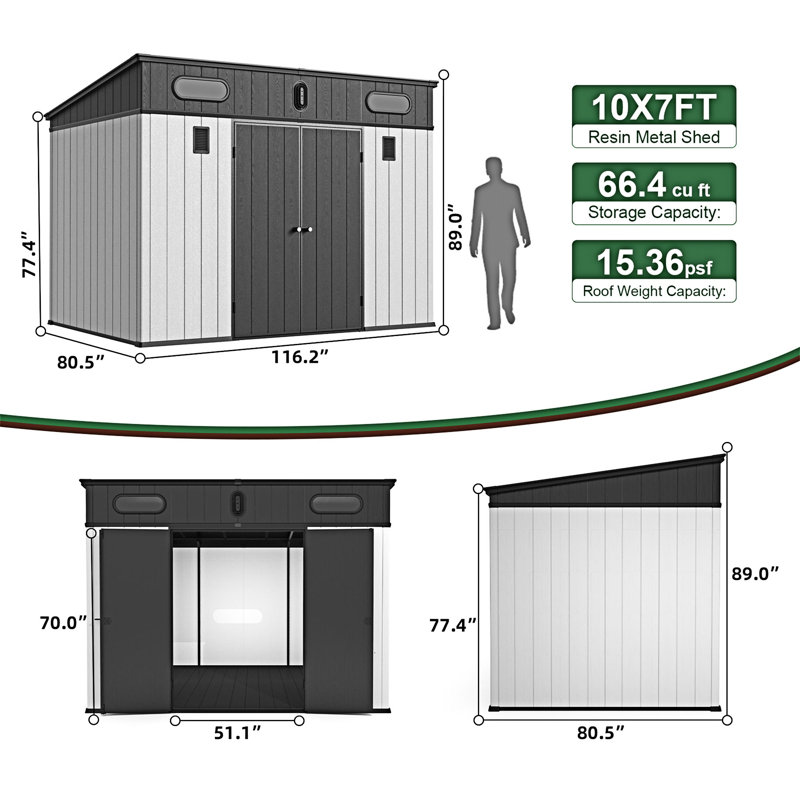 Remise de rangement en plastique avec plancher