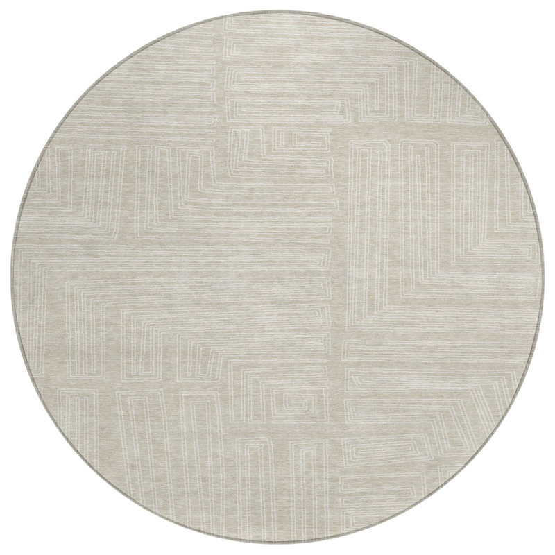 Clayra Beige Washable Indoor-Outdoor Rug - , 8' x 8'