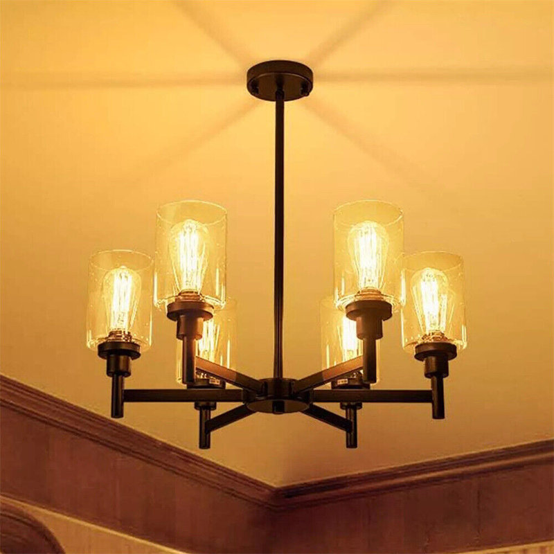 Chandelier with Glass Accents, 6 Lights, 58cm, 3600 Lumens