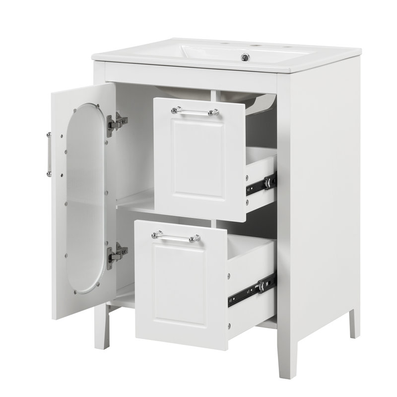 Meuble-lavabo 24 po avec lavabo en céramique, Blanc